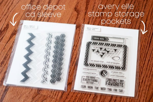 How to securely store clear stamps in a binder and sleeves storage system.  