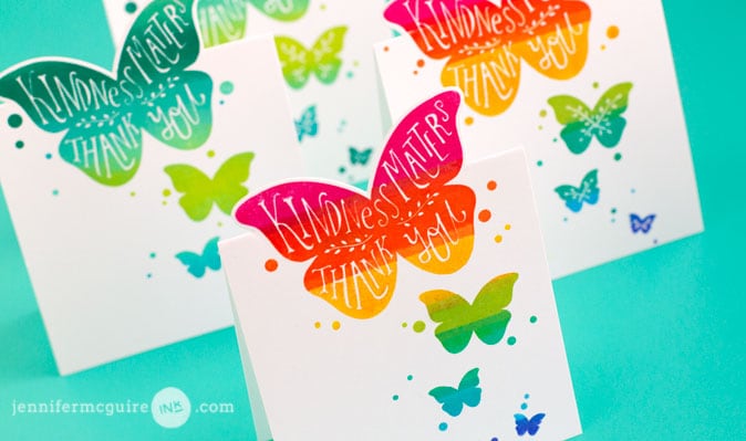 Rainbow Stamping and Edge Die Cutting Video by Jennifer McGuire Ink