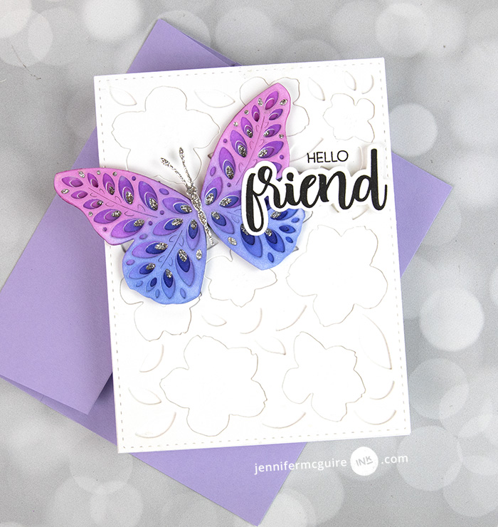 Purple Flower Butterfly White Picket Fence Die Cut Birthday Card for Daughter 